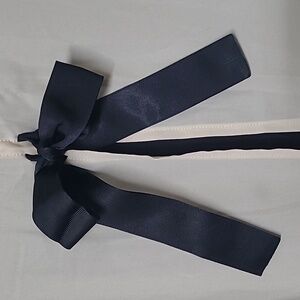 Style of Nature Designed By  A'MCS Short Sleeve Bow Back Black Cream Tunic L GUC